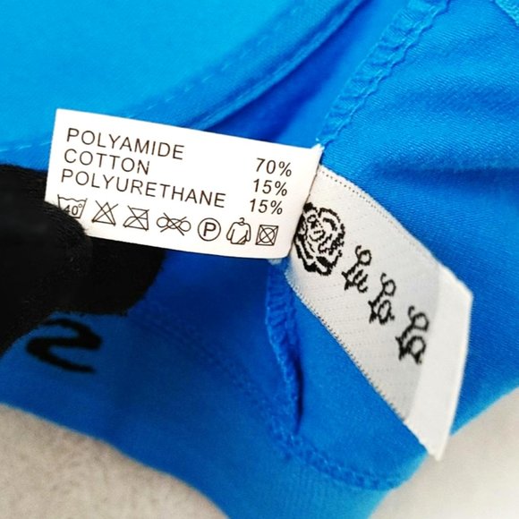 Lulola Sports Bra Blue Black Trim Elastic Stretchy Racerback 38C/85C (M-L) - Picture 7 of 12
